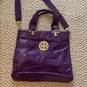 Purple paten purse